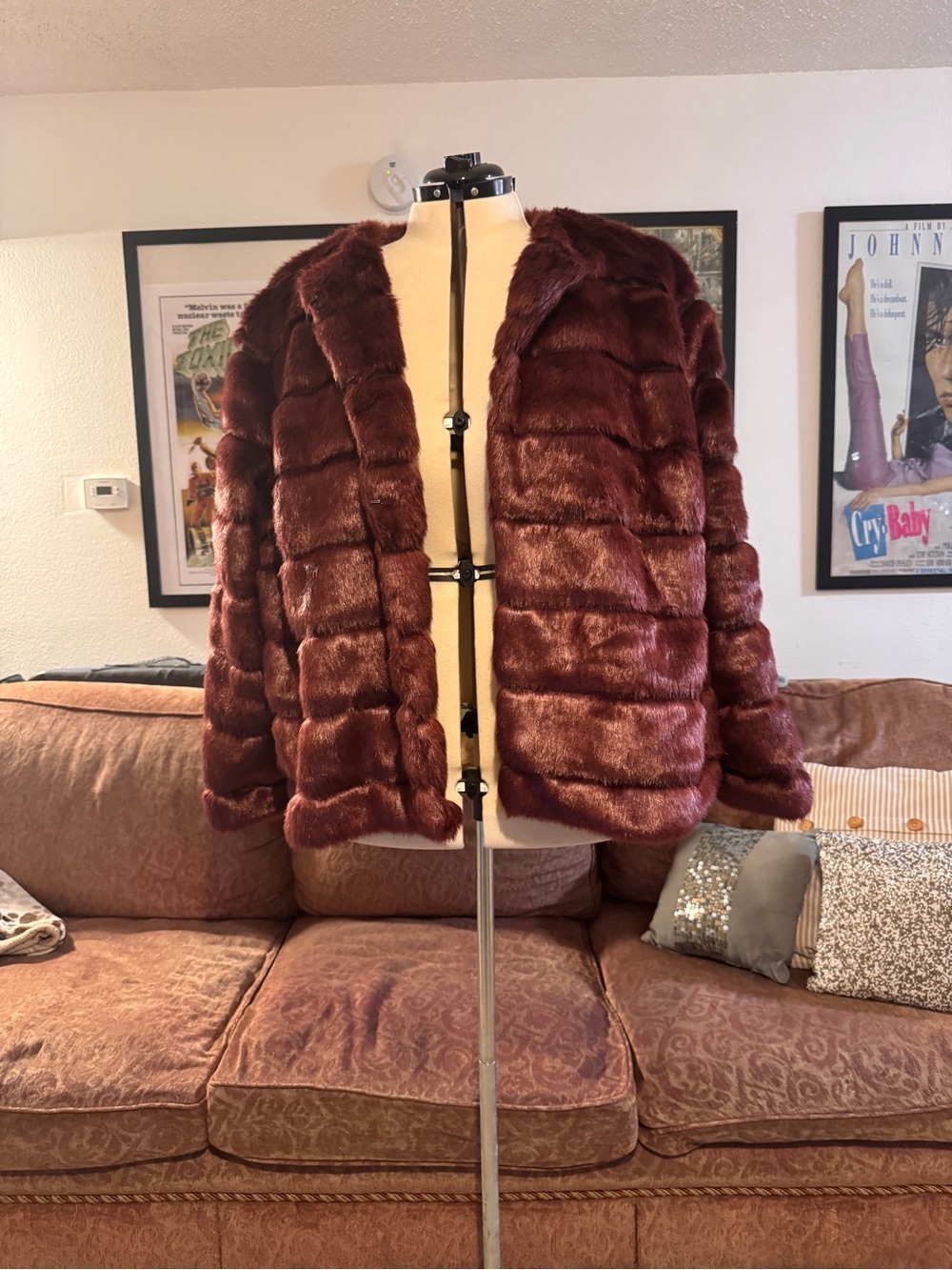 Ava & Viv Burgundy Faux Fur Teddy Jacket